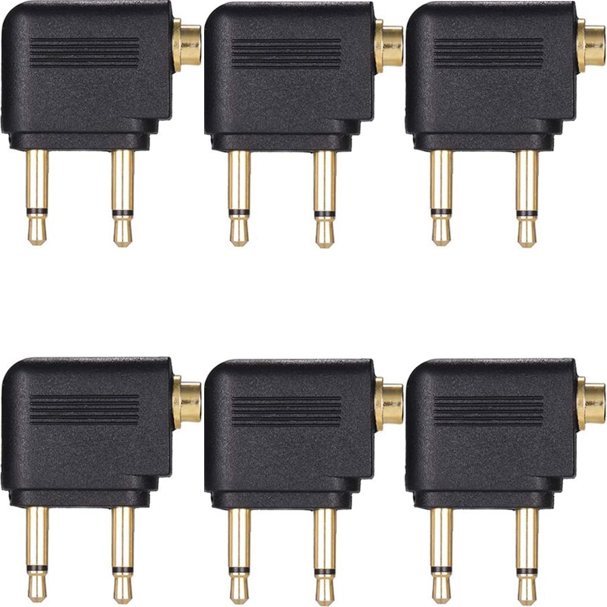 6 Pack Airplane Airline Headphones Adapter Gold Plated for Headsets,3.5mm Dual Male to 3.5mm Female Jack Connectors Converters - Image 7