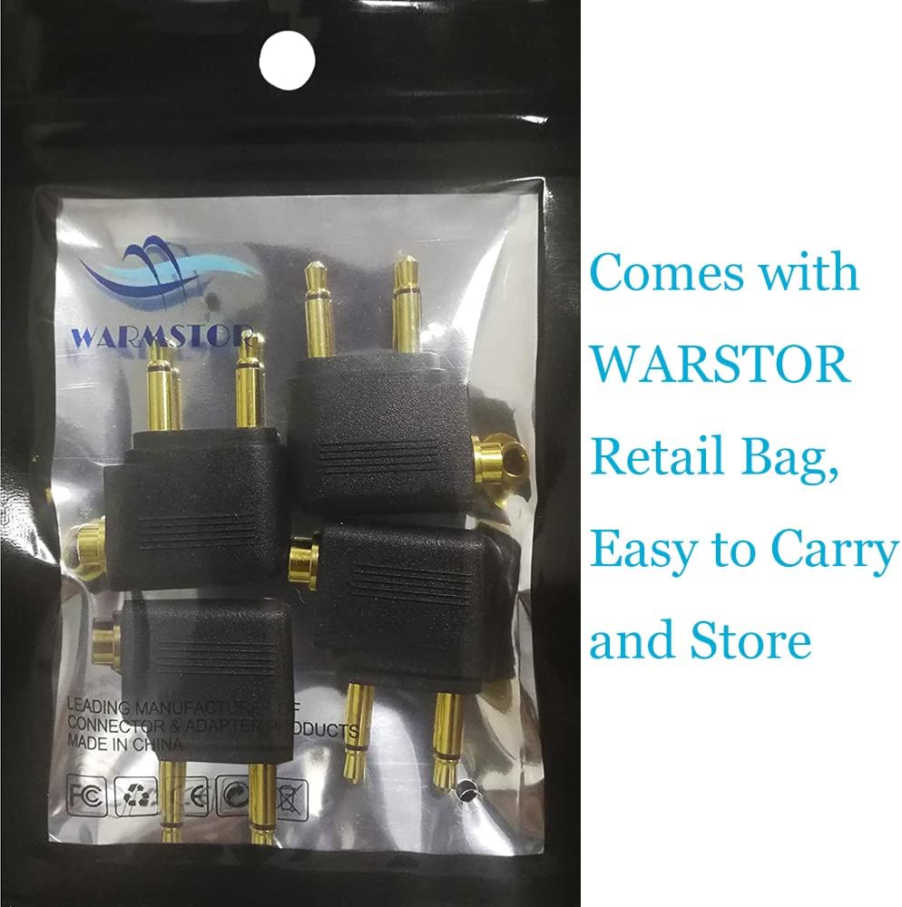 6 Pack Airplane Airline Headphones Adapter Gold Plated for Headsets,3.5mm Dual Male to 3.5mm Female Jack Connectors Converters - Image 8