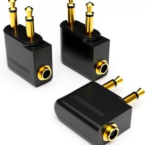 Airplane Headphone Adapter, Gold Plated Dual 3.5mm Male to 3.5mm Female Airplane Headphone Adapter for Audio Jack to Plug Air Plane Flight Connector Dual Socket Earphone - 3pack