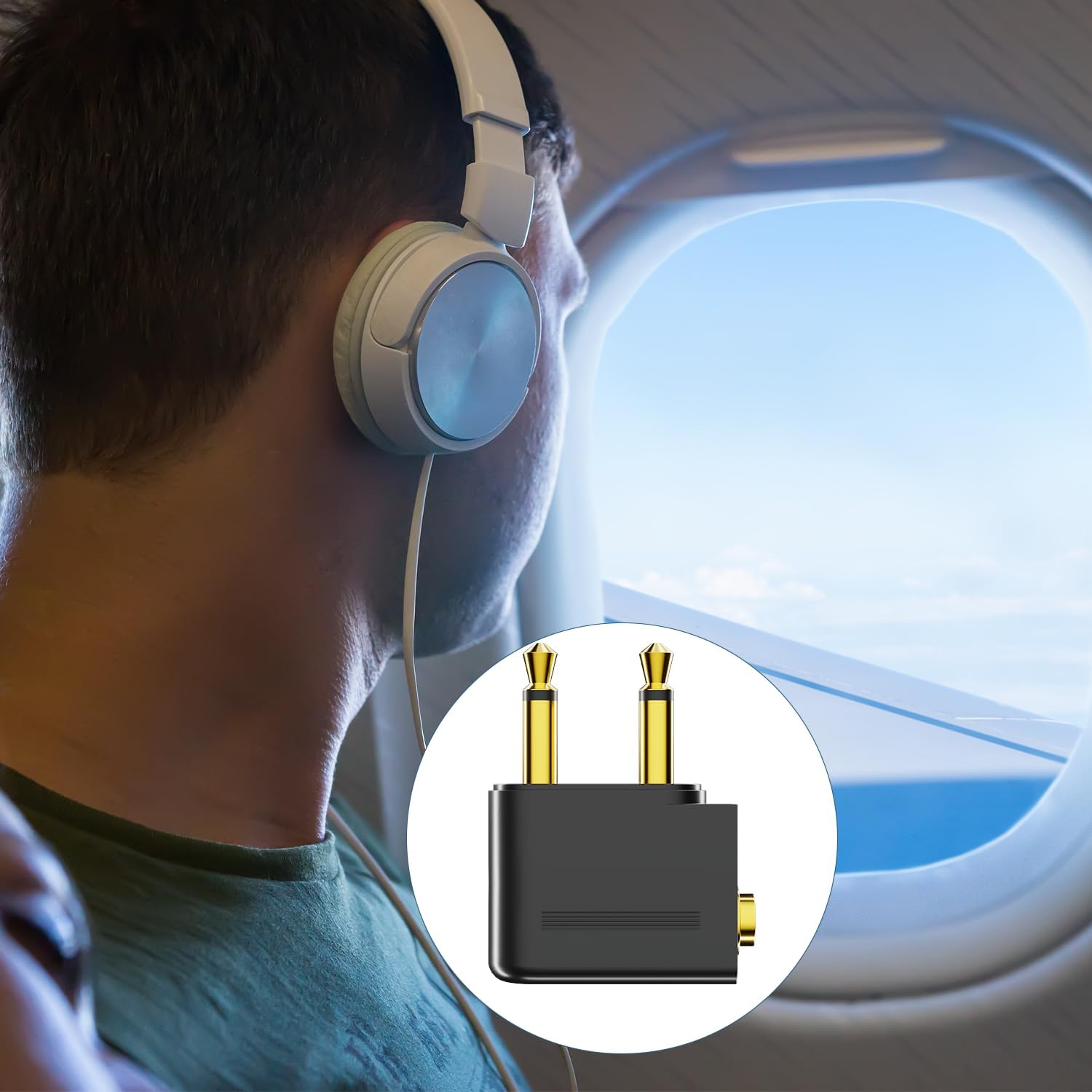 Airplane Headphone Adapter, Gold Plated Dual 3.5mm Male to 3.5mm Female Airplane Headphone Adapter for Audio Jack to Plug Air Plane Flight Connector Dual Socket Earphone - 3pack - Image 6