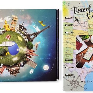Best Unique Travel Journal with 15 Plastic Pockets for Keepsakes and Trip Money - Organize Vacation Souvenirs - Gift Box for All Occasions - Bucket List Memory Book - One of a Kind for Women and Kids