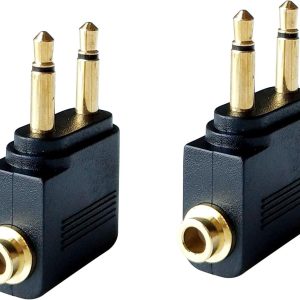Dual 3.5mm Male to 3.5mm Female Airplane Headphone Adapter Gold Plated (2 Pack)