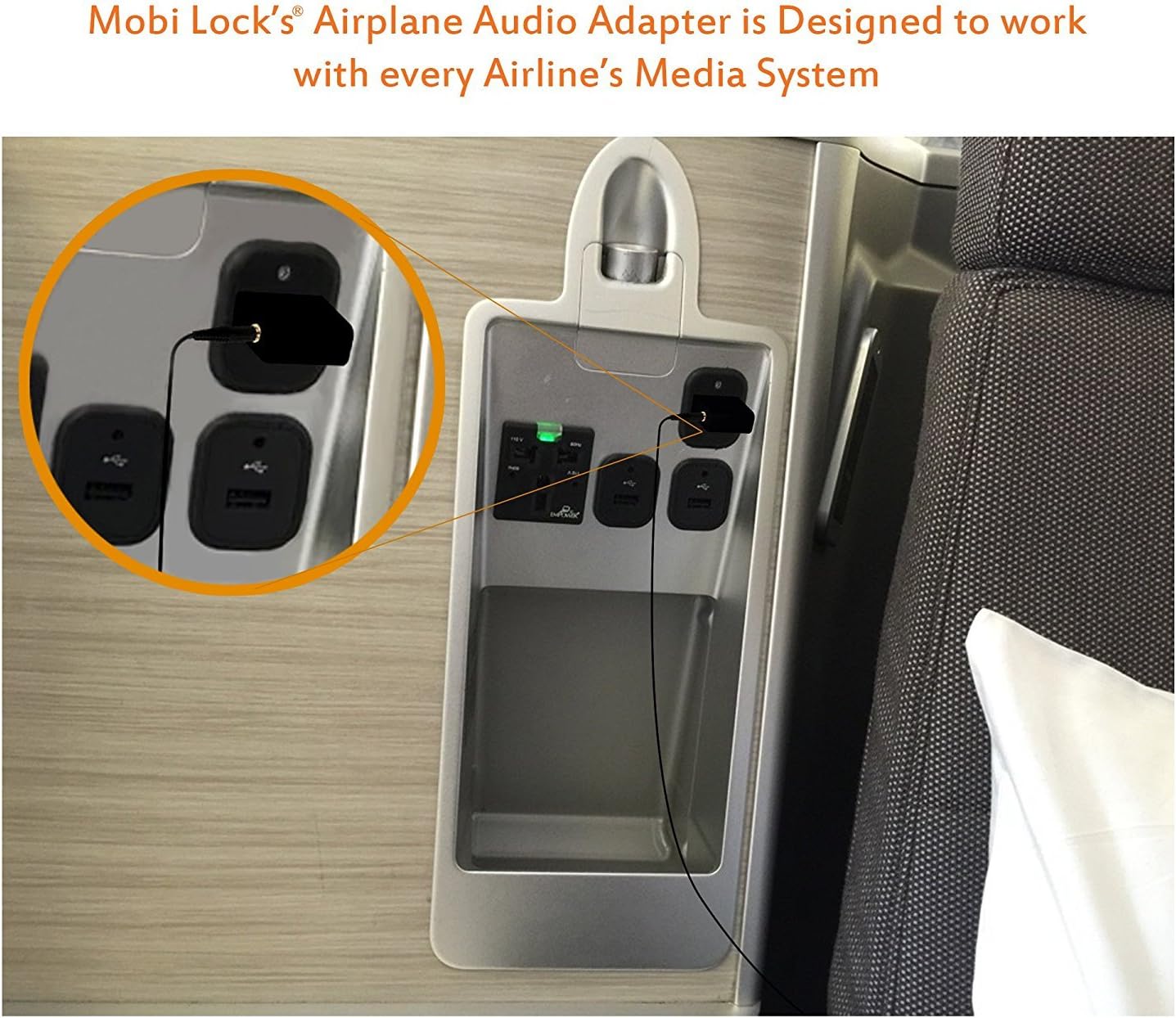Gold Plated Airplane Flight Headphone Adapters (Pack of 2) | Allows you to use your Earphones with all In-Flight Media Systems | This Enables Great Sound on all Planes - by Mobi Lock - Image 5