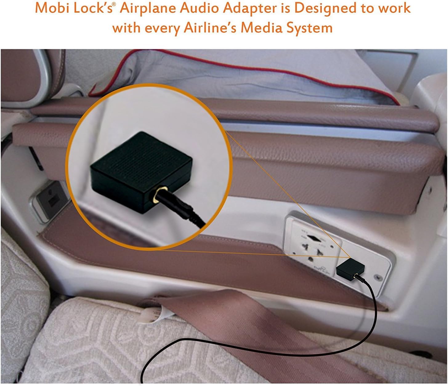 Gold Plated Airplane Flight Headphone Adapters (Pack of 2) | Allows you to use your Earphones with all In-Flight Media Systems | This Enables Great Sound on all Planes - by Mobi Lock - Image 6