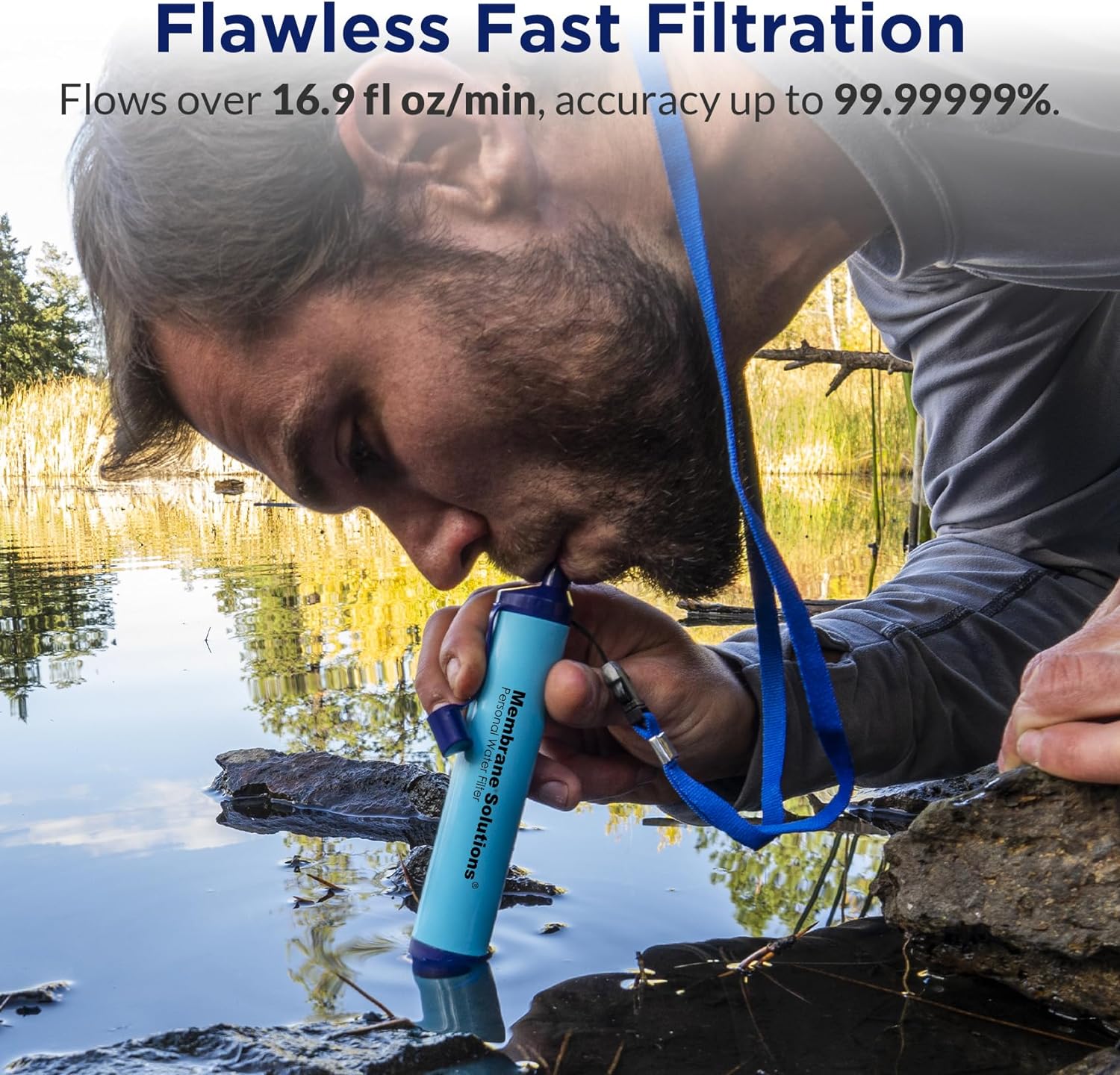 Membrane Solutions Straw Water Filter, Survival Filtration Portable Gear, Emergency Preparedness, Supply for Drinking Hiking Camping Travel Hunting Fishing Team Family Outing - Image 3