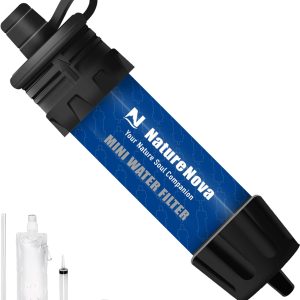 Mini Water Filter NatureNova Portable Emergency Water Filtration System Hiking Camping Straw Survival Gear Emergency Preparedness