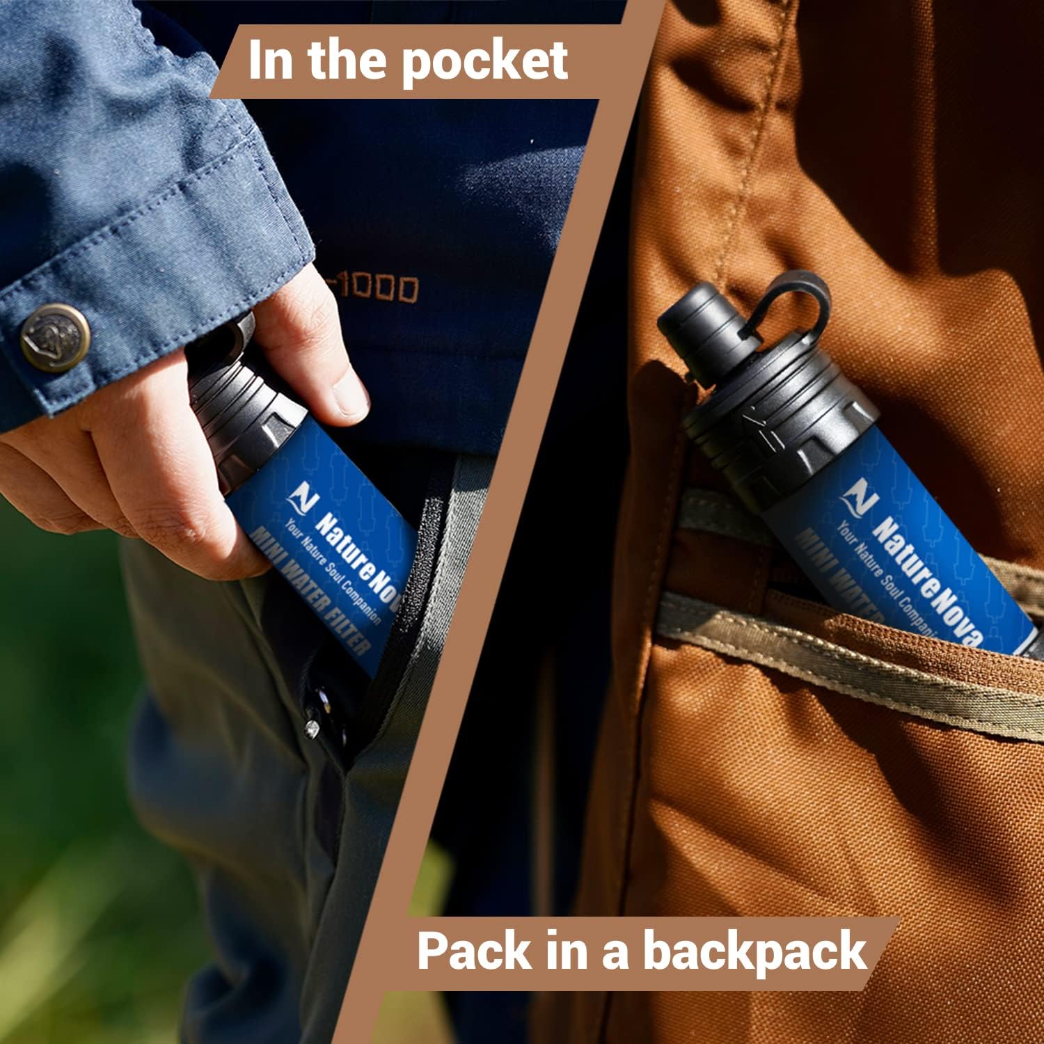 Mini Water Filter NatureNova Portable Emergency Water Filtration System Hiking Camping Straw Survival Gear Emergency Preparedness - Image 5