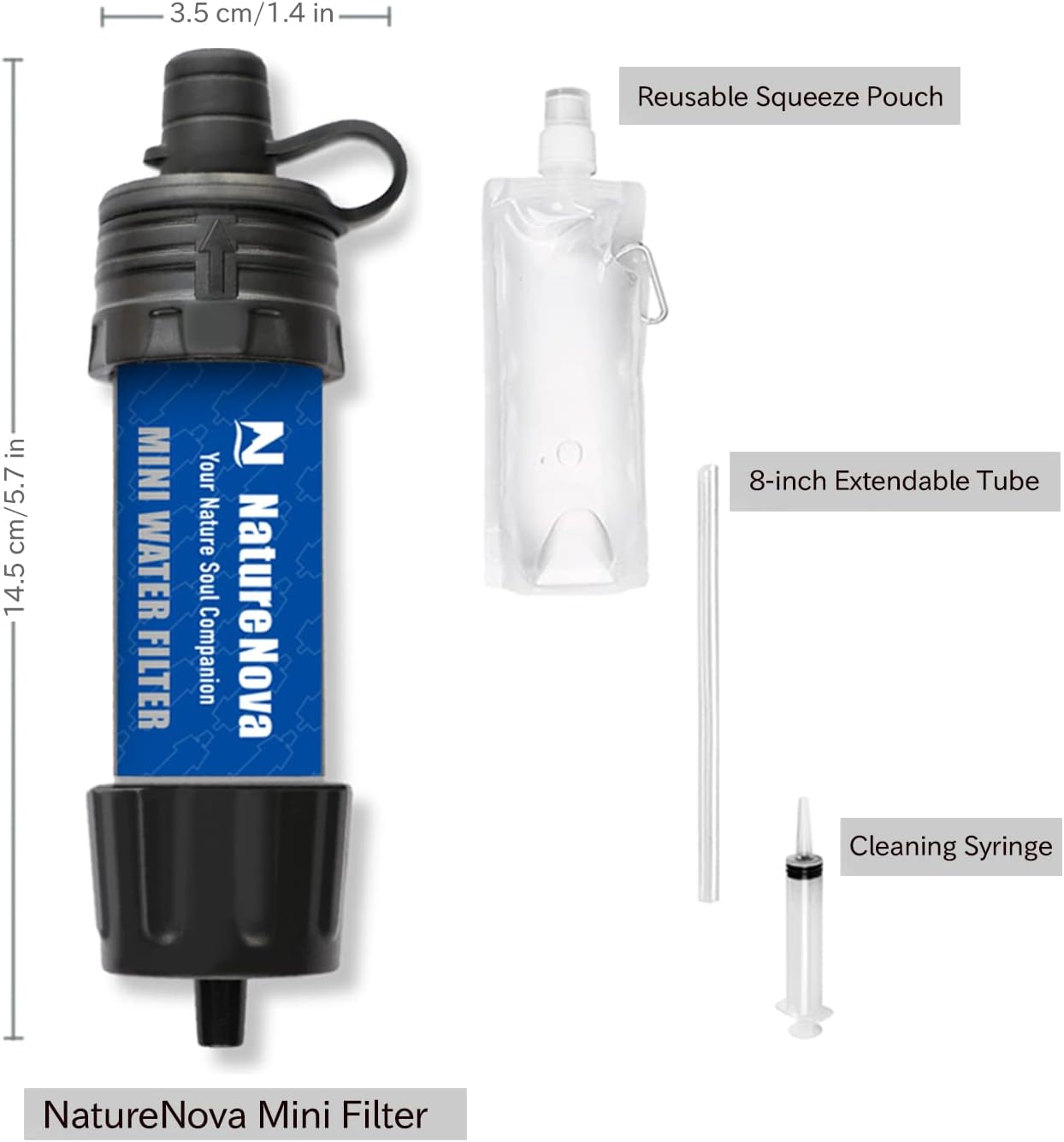 Mini Water Filter NatureNova Portable Emergency Water Filtration System Hiking Camping Straw Survival Gear Emergency Preparedness - Image 7