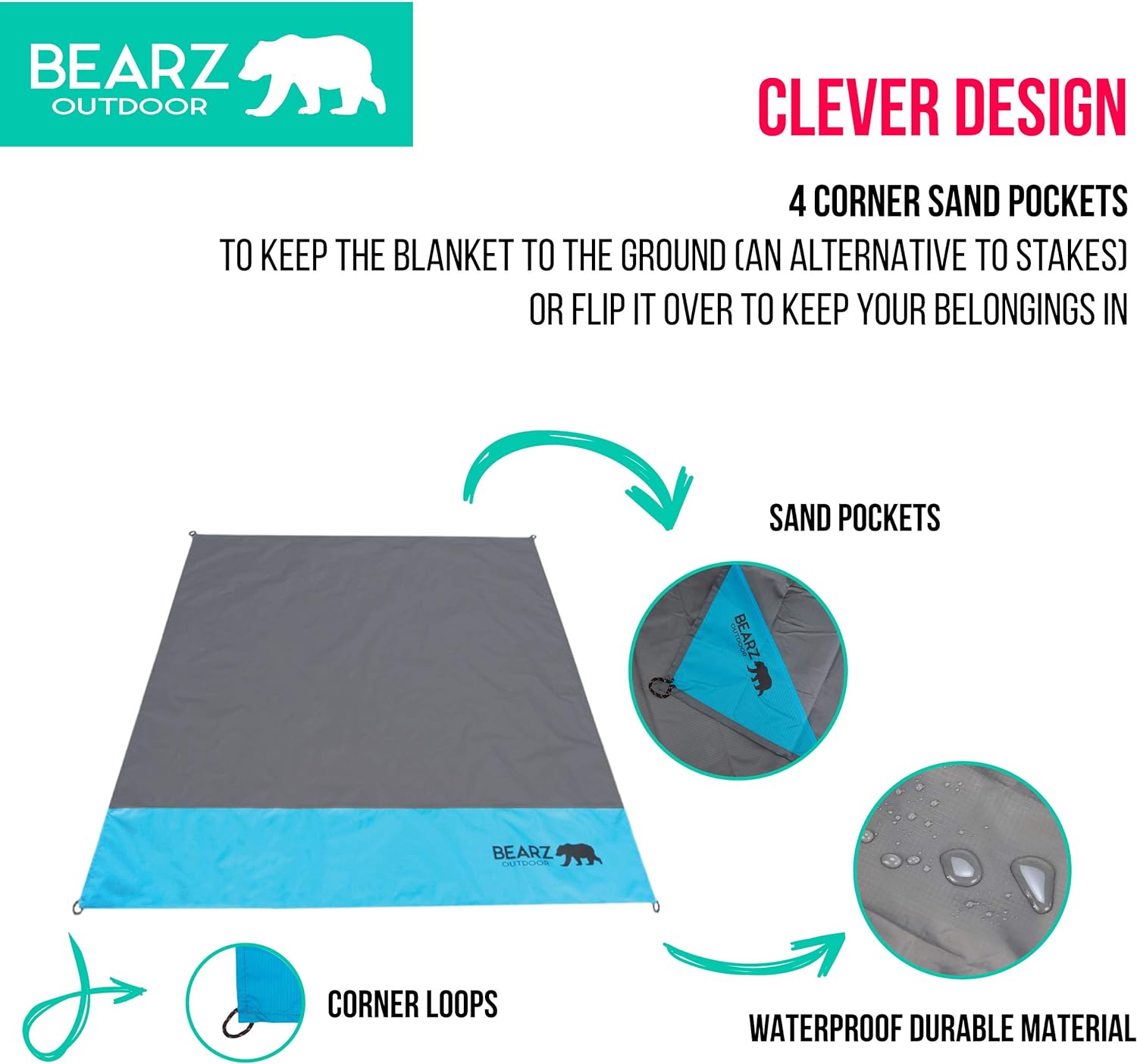 Pocket Blanket - Waterproof Picnic Blanket, Compact Travel Blanket, Picnic Blankets Waterproof Foldable Lightweight for Beach, Hiking, Festival Accessories - Image 6