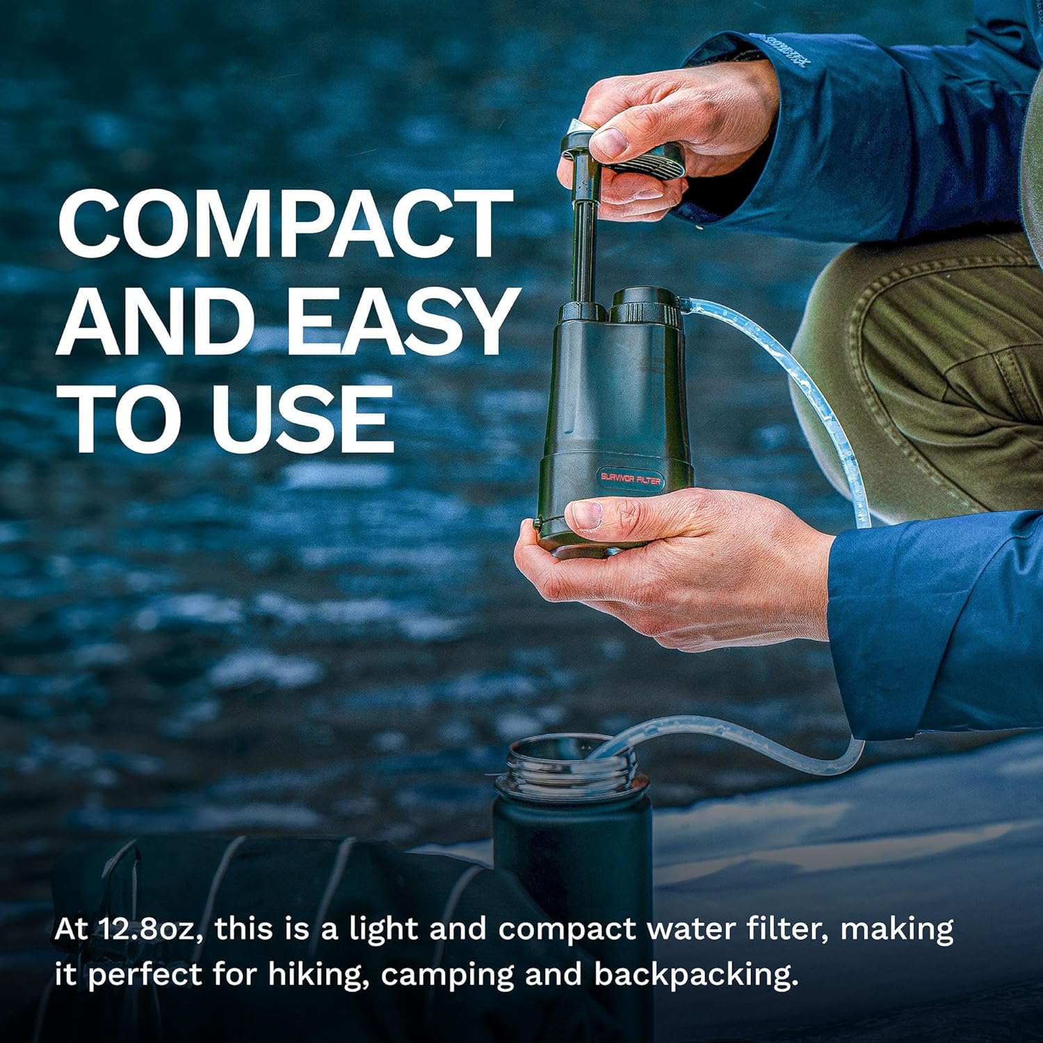 Survivor Filter PRO - Hand Pump Camping Water Filtration System Survival - Water Purifier Survival - Image 2