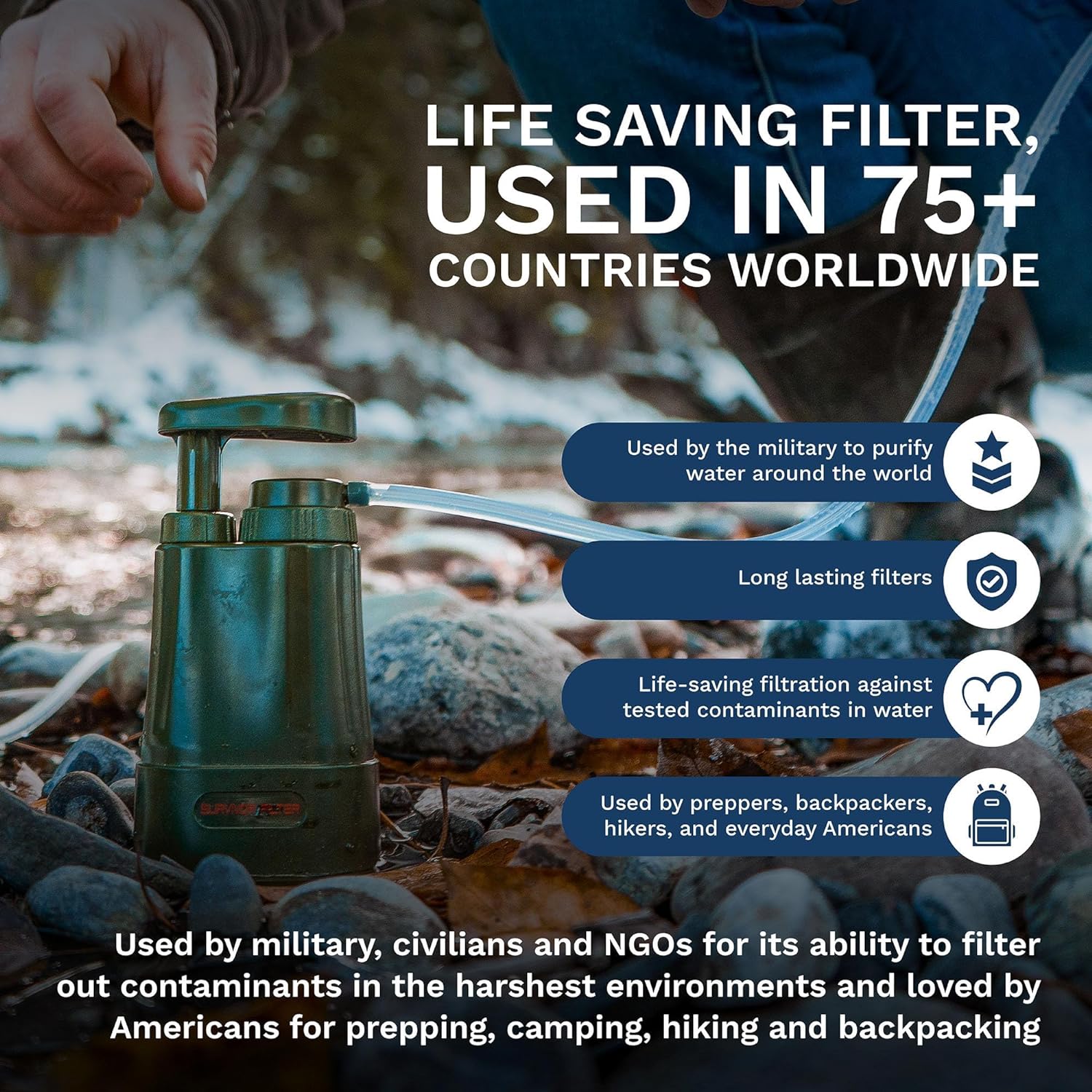 Survivor Filter PRO - Hand Pump Camping Water Filtration System Survival - Water Purifier Survival - Image 4