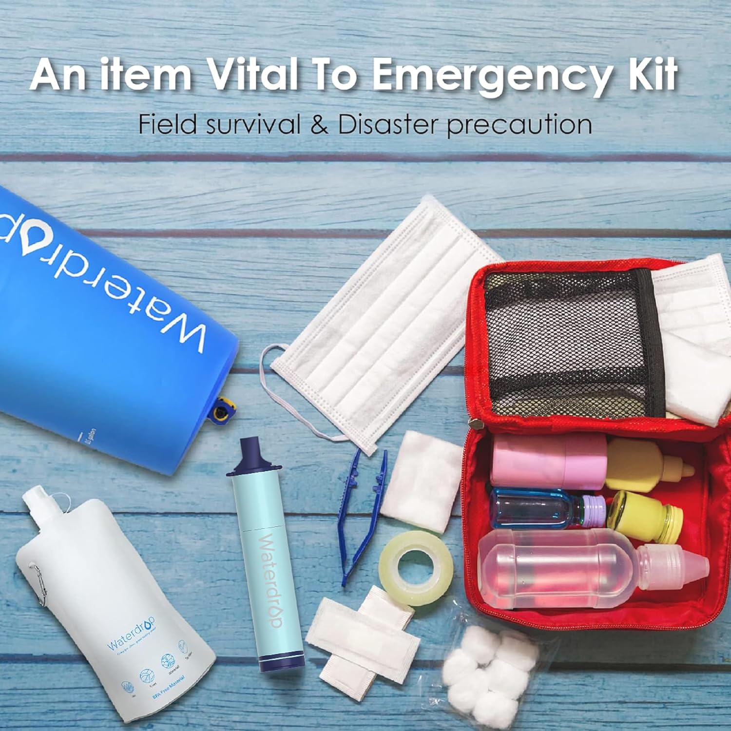 Waterdrop Gravity Water Filter Straw, Camping Water Filtration System, Water Purifier Survival for Travel, Backpacking and Emergency Preparedness, 1.5 gal Bag, 0.1 Micron, Light Blue - Image 9