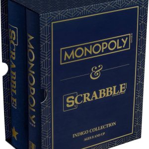 WS Game Company Monopoly and Scrabble Indigo Bookshelf Game Collection